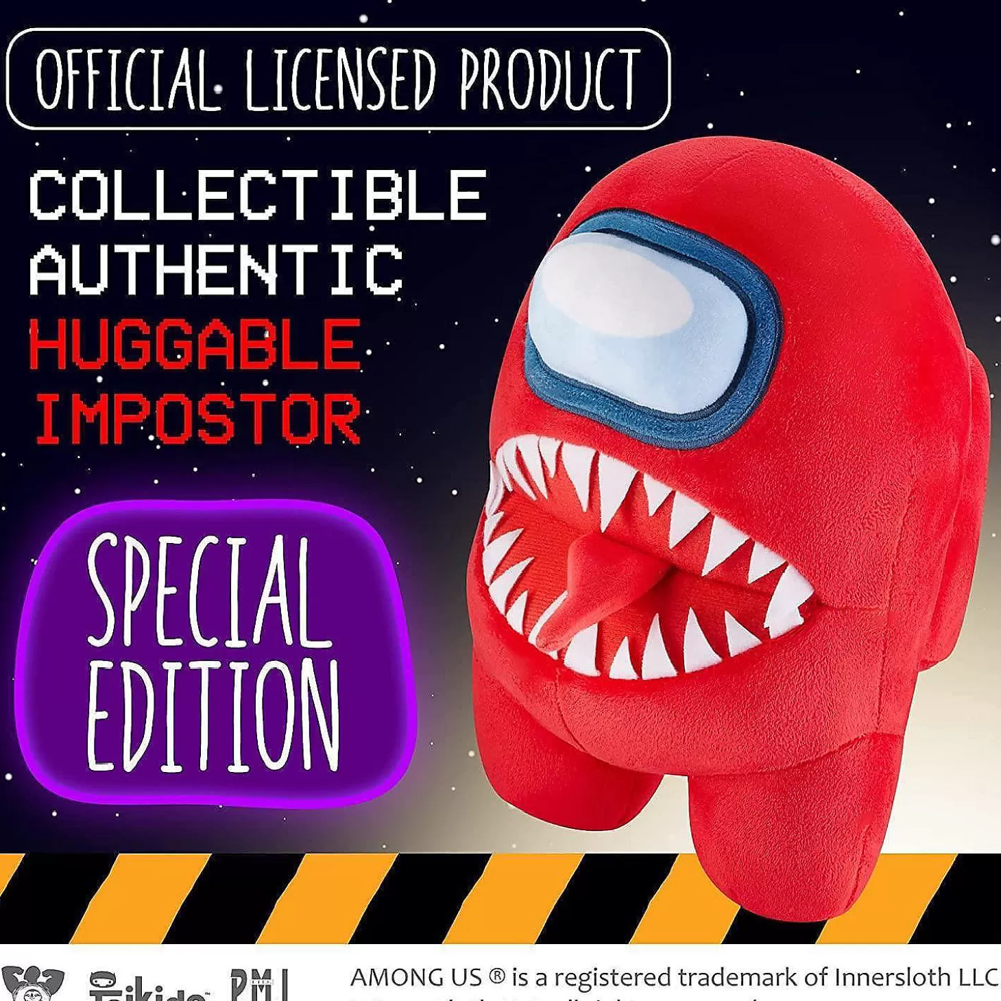 Oriental Trading Among Us Red Impostor With Tongue Teeth Plush Huggable Plushie 10" Doll Figure Pmi International* Character Toys