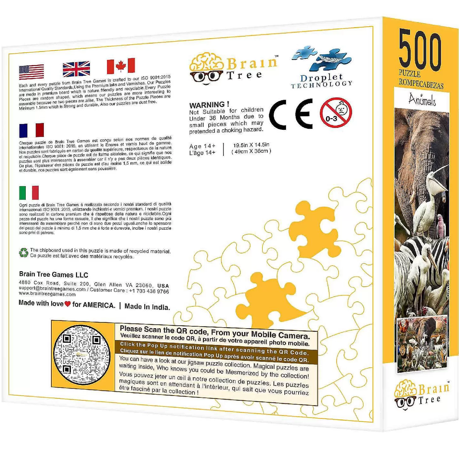 Oriental Trading Animal Jigsaw Unique Puzzles For Adults - Premium Quality - 500 Pieces* Puzzles