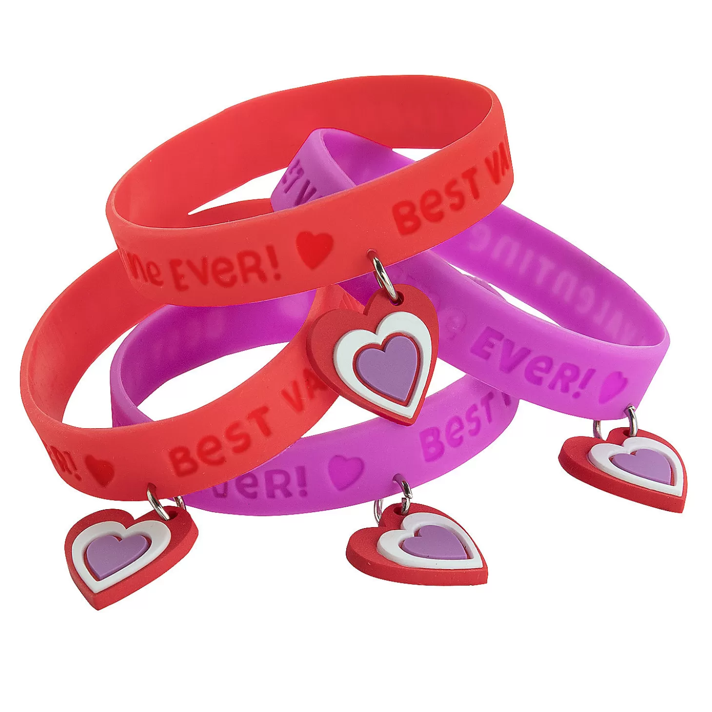 Oriental Trading Best Valentine Ever Rubber Bracelets With Charm - 12 Pc.* Bracelets