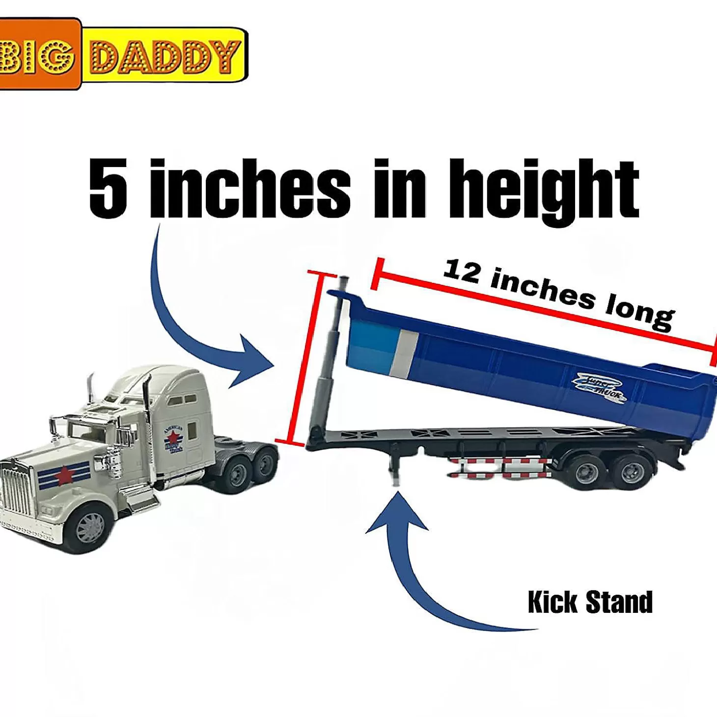 Oriental Trading Big Daddy Big Rig Heavy Duty Tractor Trailer Transport Series Dump Truck Tractor Trailer Long Haul Dump Truck* Toy Cars