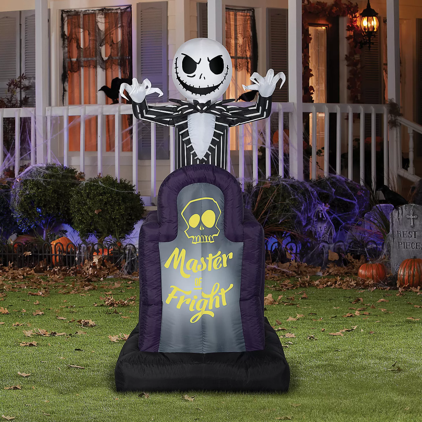 Best 42" Blow Up Inflatable Nightmare Before Christmas Master Of Fright Jack Skellington Halloween Outdoor Yard Decoration Skulls & Skeletons