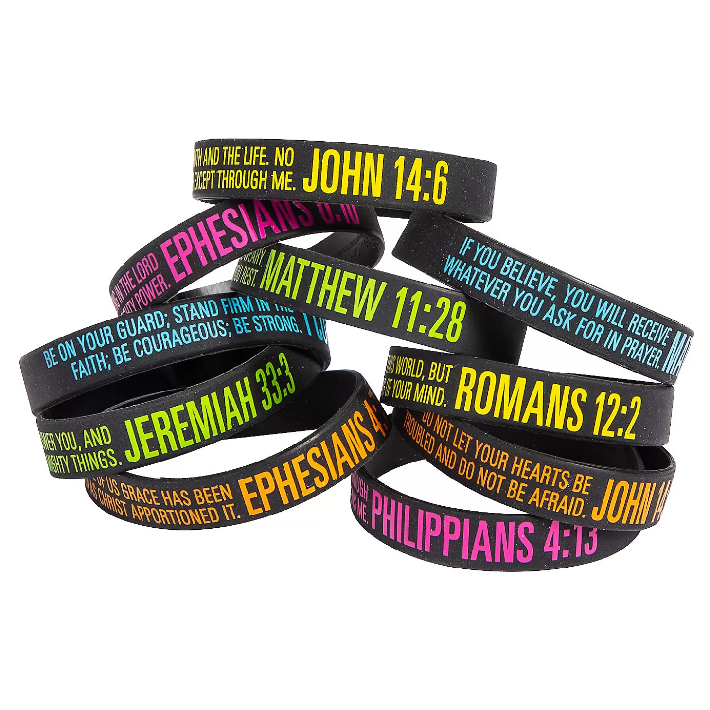 Oriental Trading Bulk 100 Pc. Bible Verse Rubber Bracelets* Bracelets