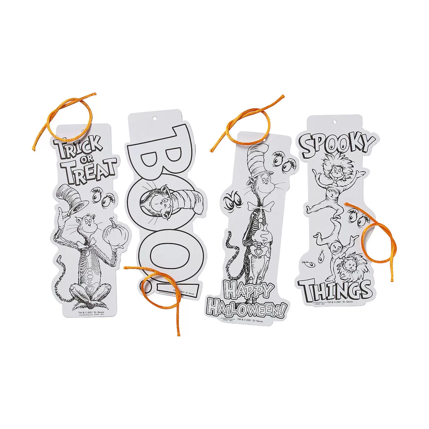 Best Bulk 48 Pc. Color Your Own Dr. Seuss™ The Cat In The Hat™ Halloween Bookmarks Bulk Halloween Supplies