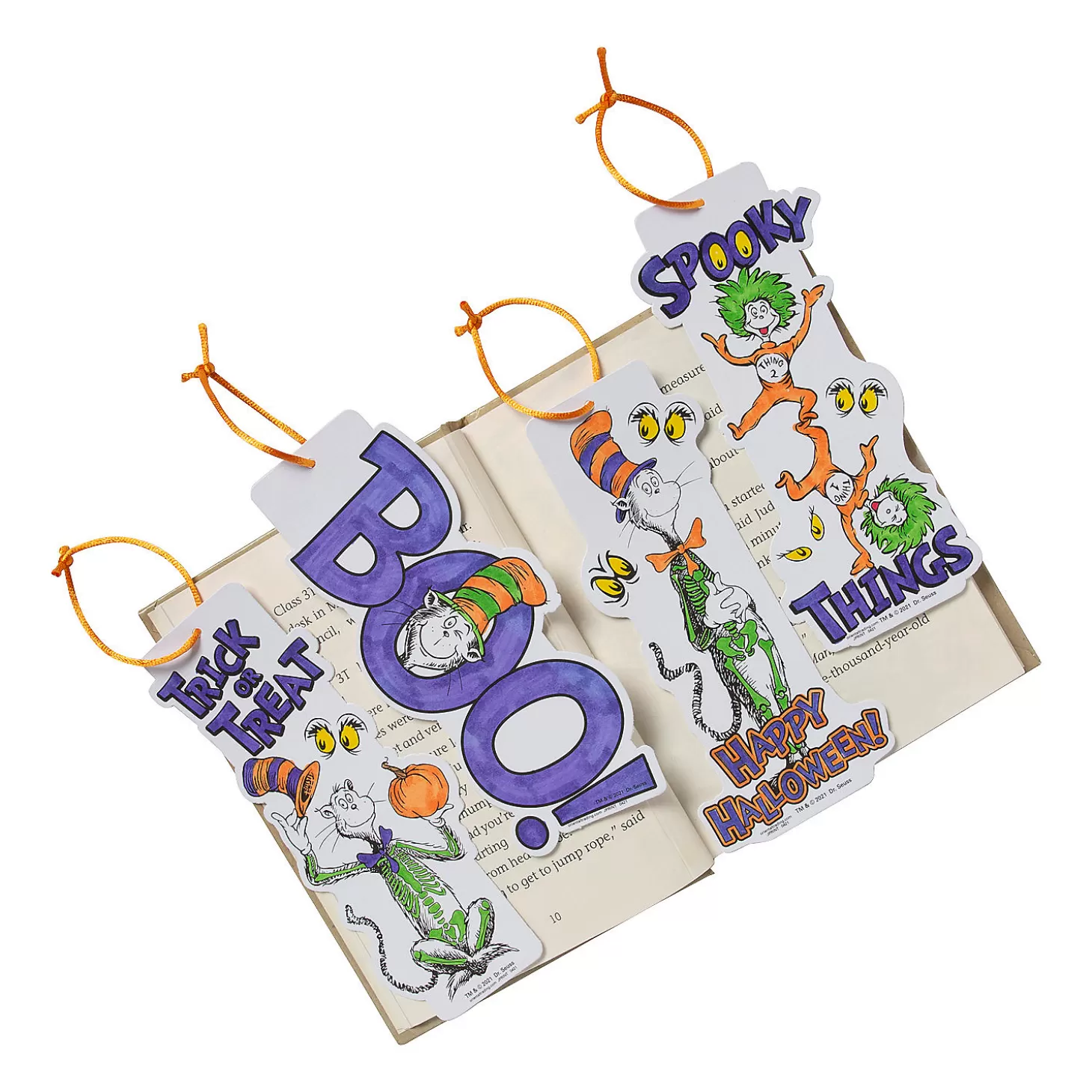 Best Bulk 48 Pc. Color Your Own Dr. Seuss™ The Cat In The Hat™ Halloween Bookmarks Bulk Halloween Supplies