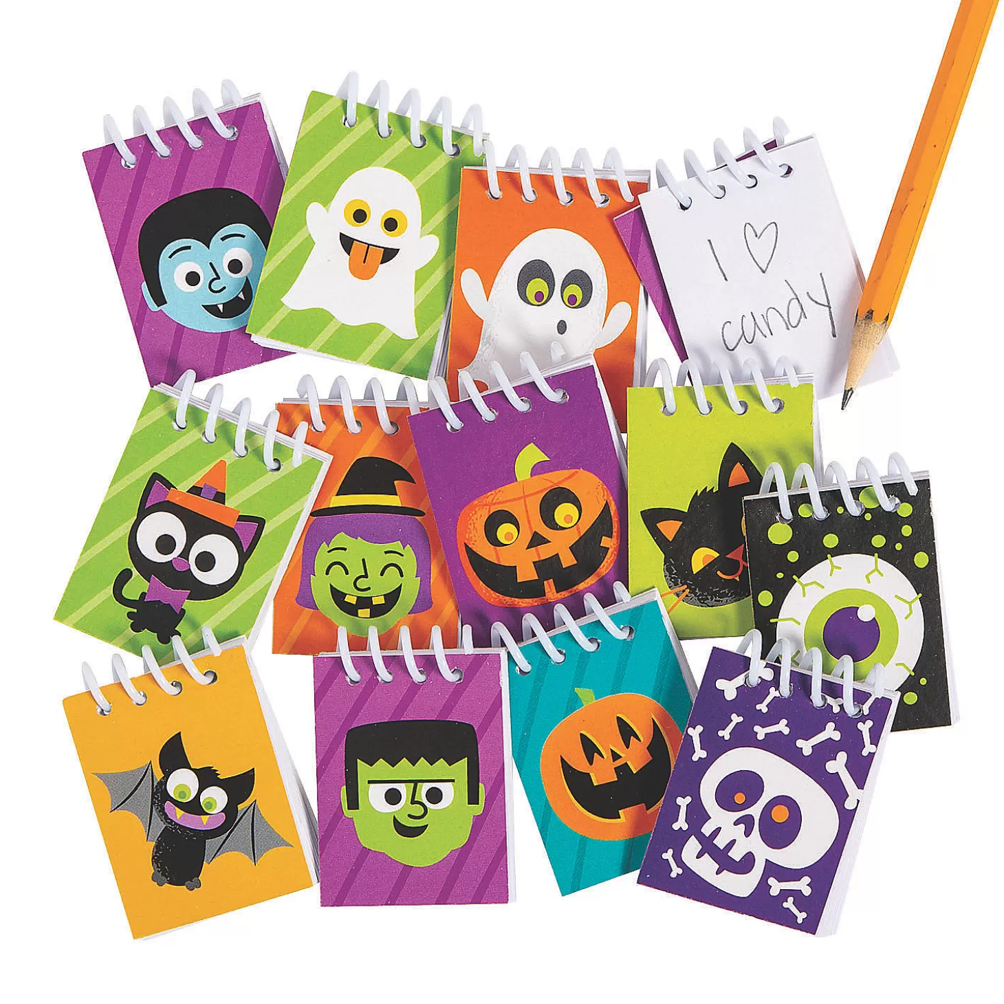 Best Bulk 144 Pc. Halloween Mini Spiral Notepad Assortment Boo Bags