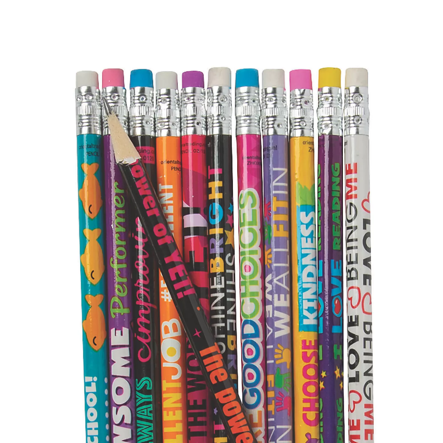 Oriental Trading Bulk 240 Pc. Motivational Pencil Assortment With Tub* Pencils