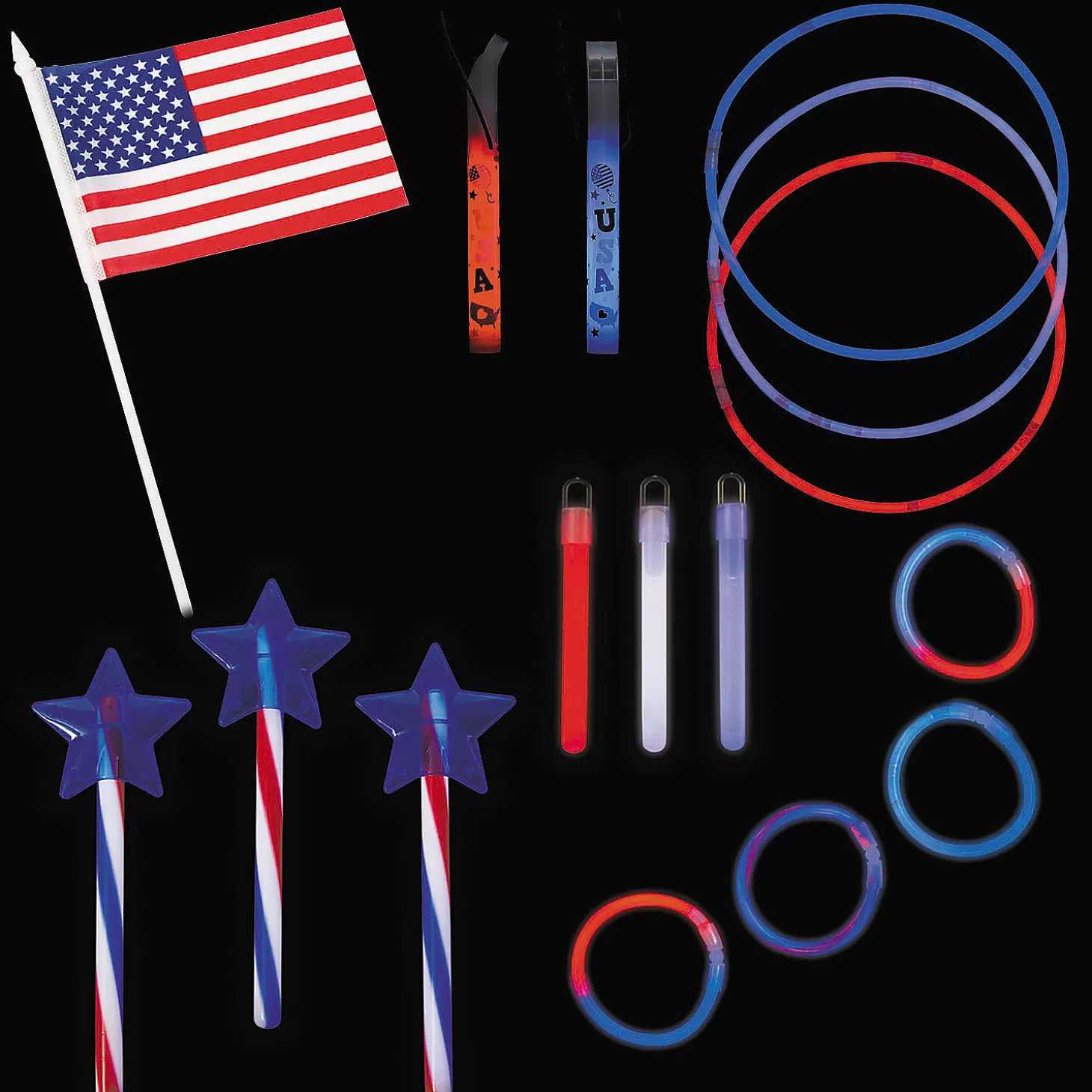 Oriental Trading Bulk 198 Pc. Patriotic Glow Family Kit* Glow Sticks