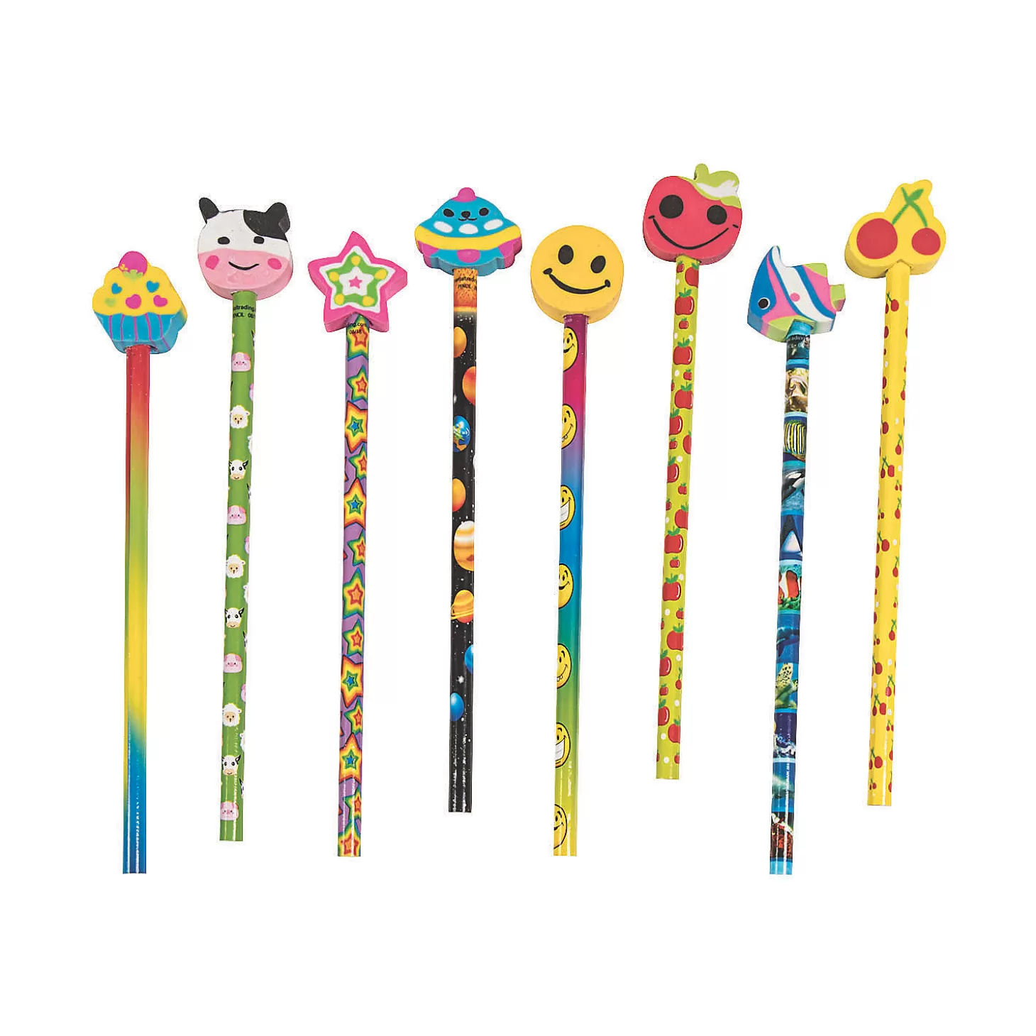 Oriental Trading Bulk 72 Pc. Pencils With Assorted Pencil Top Erasers* Pencils