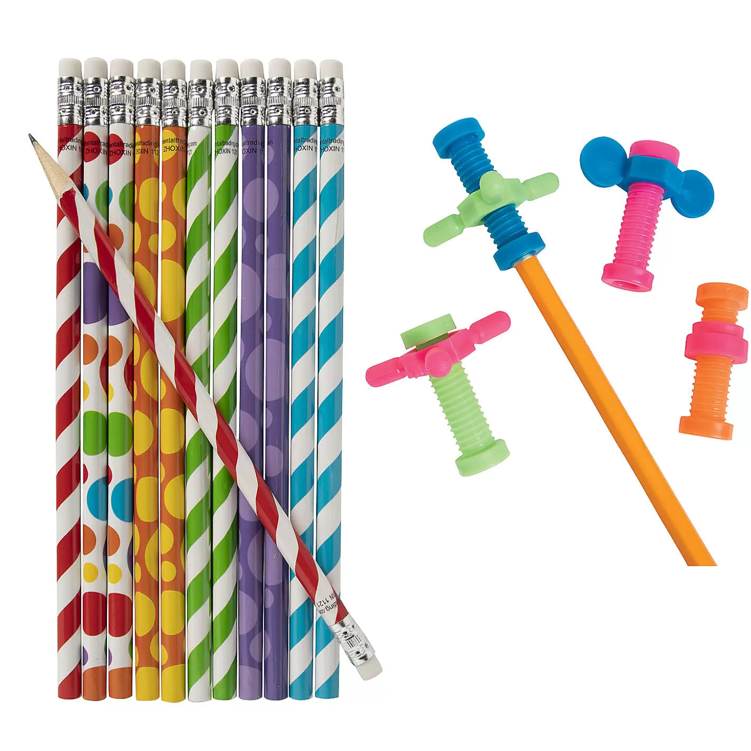 Oriental Trading Bulk 96 Pc. Pencils With Fidget Toppers Handout Kit For 48* Fidget Toys & Spinners