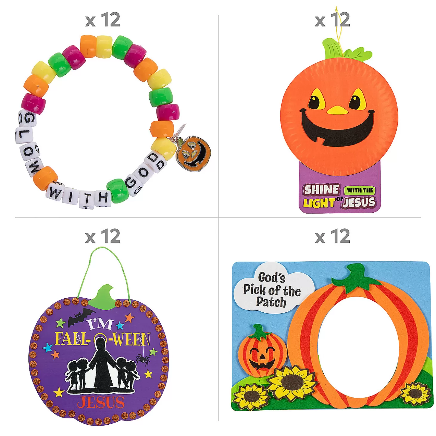 Best Bulk Halloween Fall-O-Ween Jesus Craft Kit Assortment - Makes 48 Religious Halloween