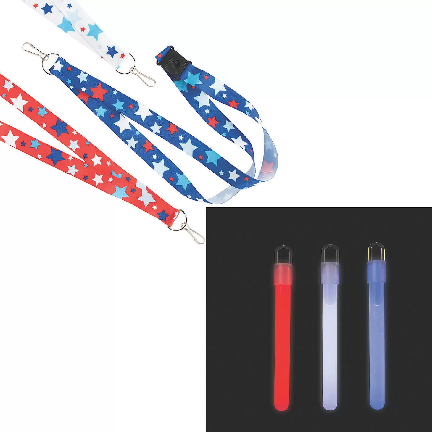 Oriental Trading Bulk Patriotic Lanyard & Glow Stick Kit For 48* Glow Sticks