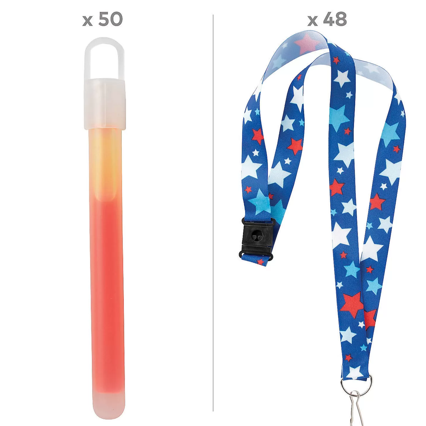 Oriental Trading Bulk Patriotic Lanyard & Glow Stick Kit For 48* Glow Sticks