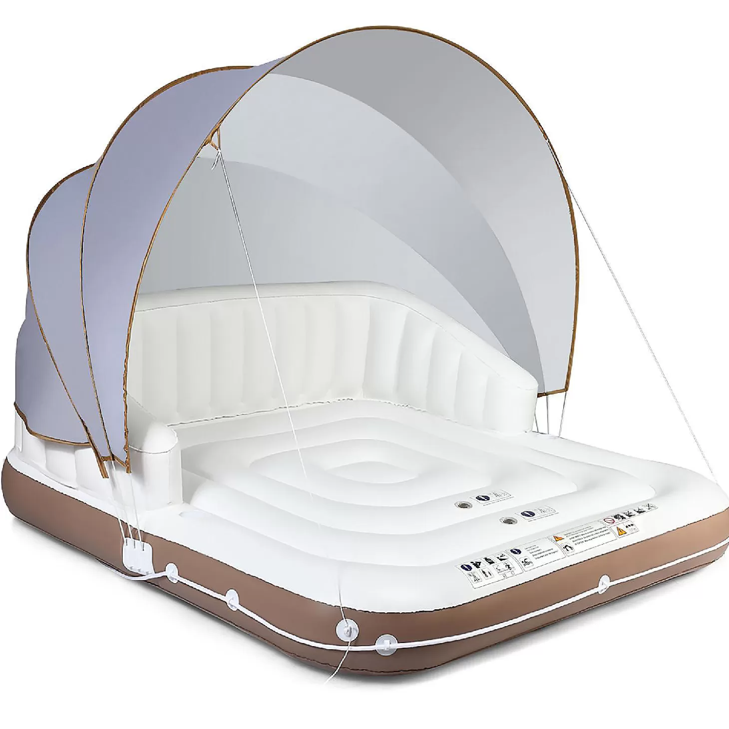 Best Sale Costway Floating Island Inflatable Swimming Pool Float Lounge Raft With Canopy Spf50+ Retractable Detachable Sunshade With Two Cup Holders Water Toys