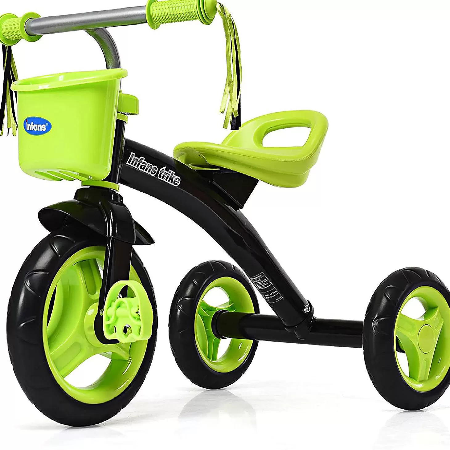 Best Costway Kids Tricycle Rider With Adjustable Seat Storage Basket Premium Quiet Wheels Non-Slip Handle Green Riding Toys