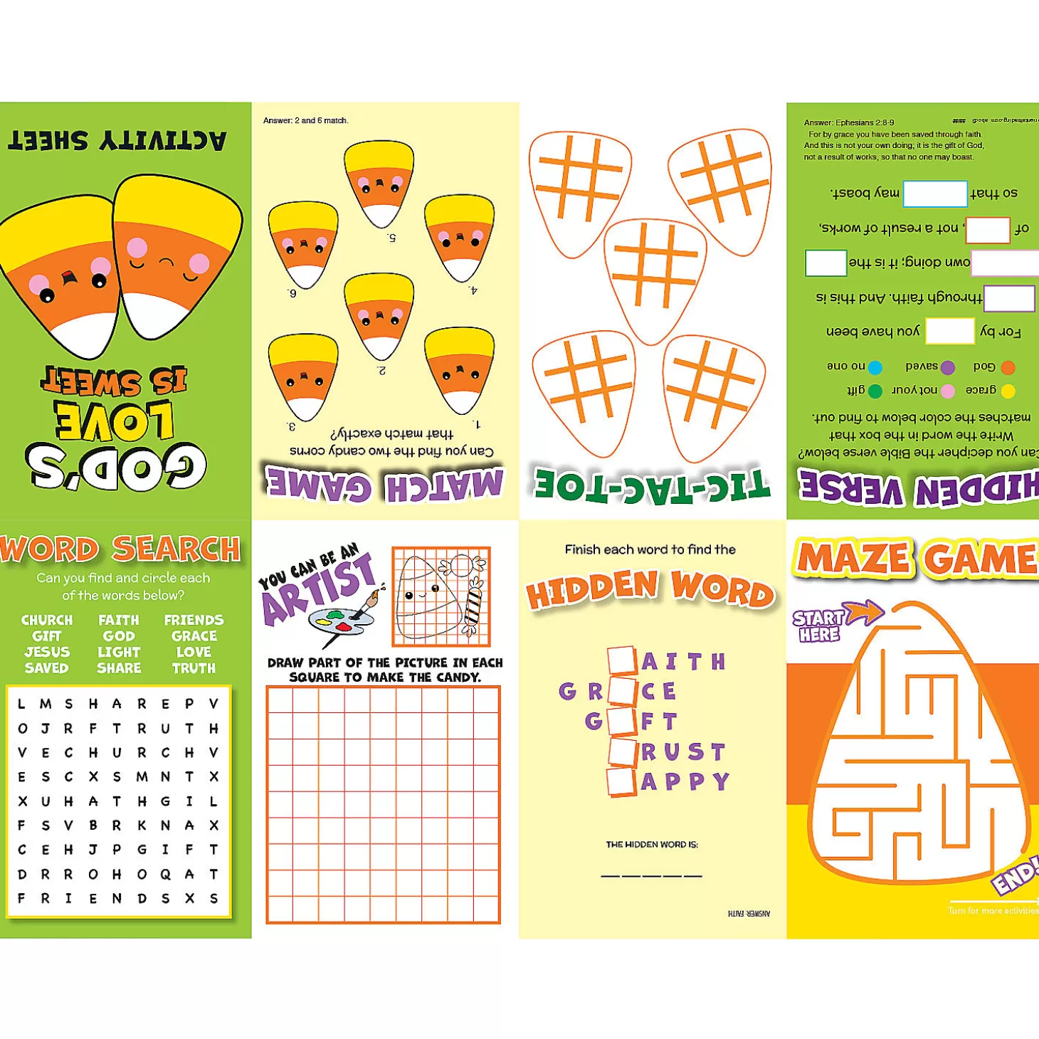Oriental Trading Faith Candy Corn Fold-Up Activity Sheets - 24 Pc.* Activity Books