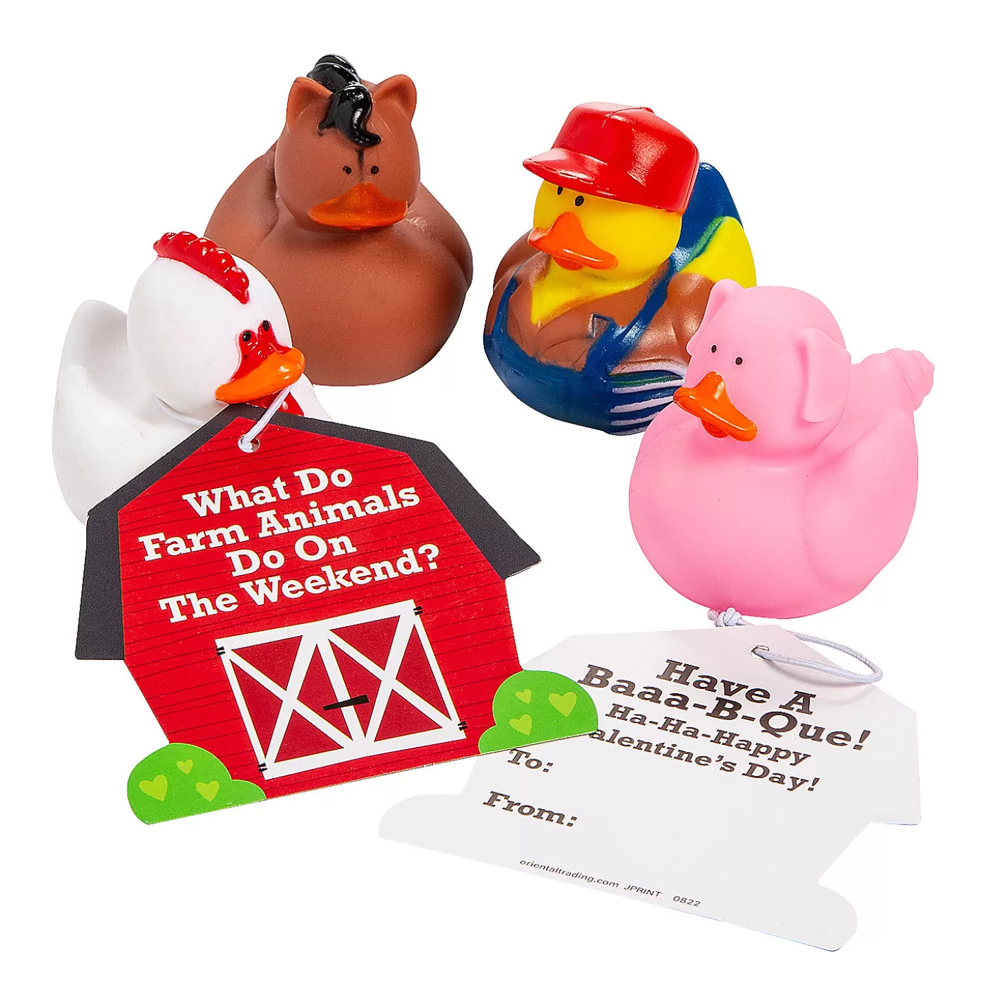 Oriental Trading Farm Rubber Duck Valentine Exchanges With Card For 12* Character Toys