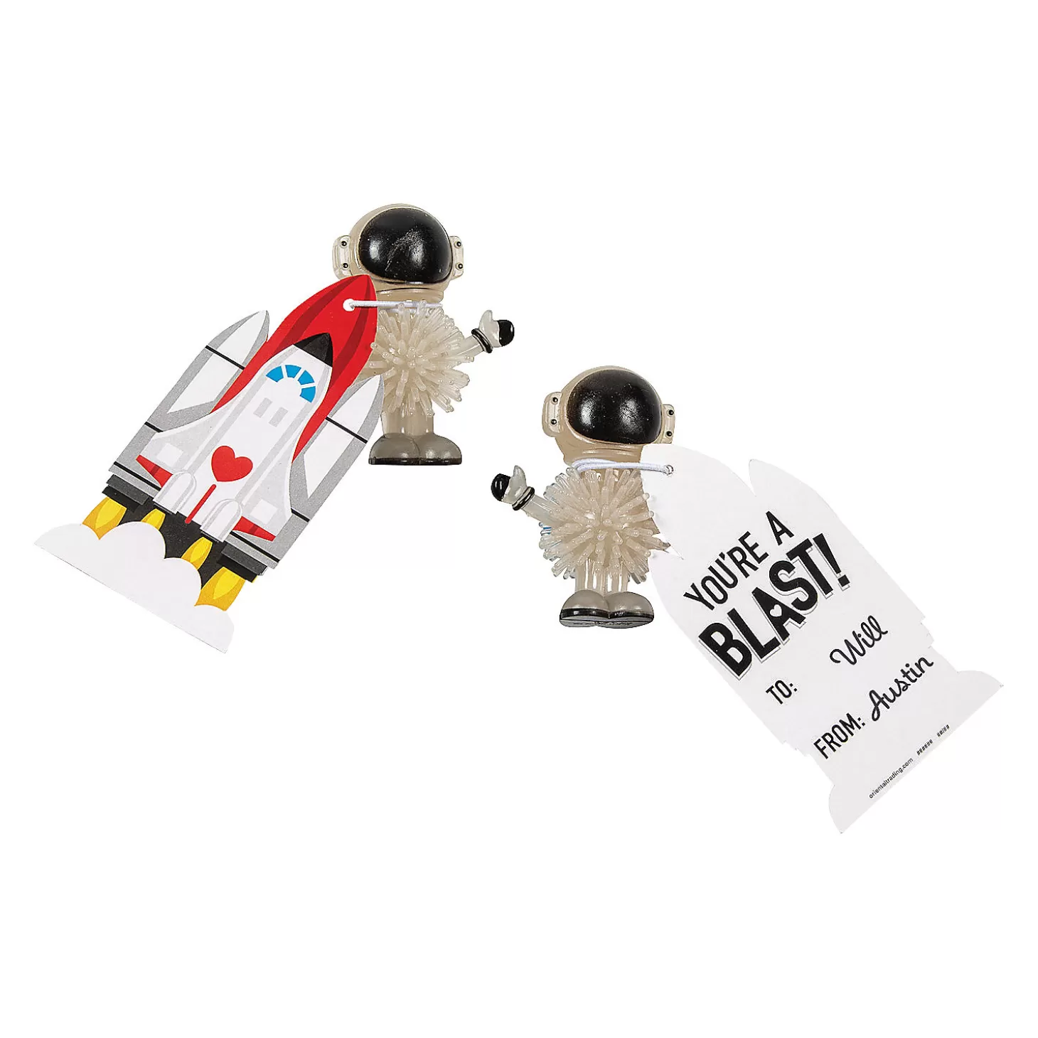 Oriental Trading Glow-In-The-Dark Astronaut Valentine Exchanges With Card For 12* Character Toys