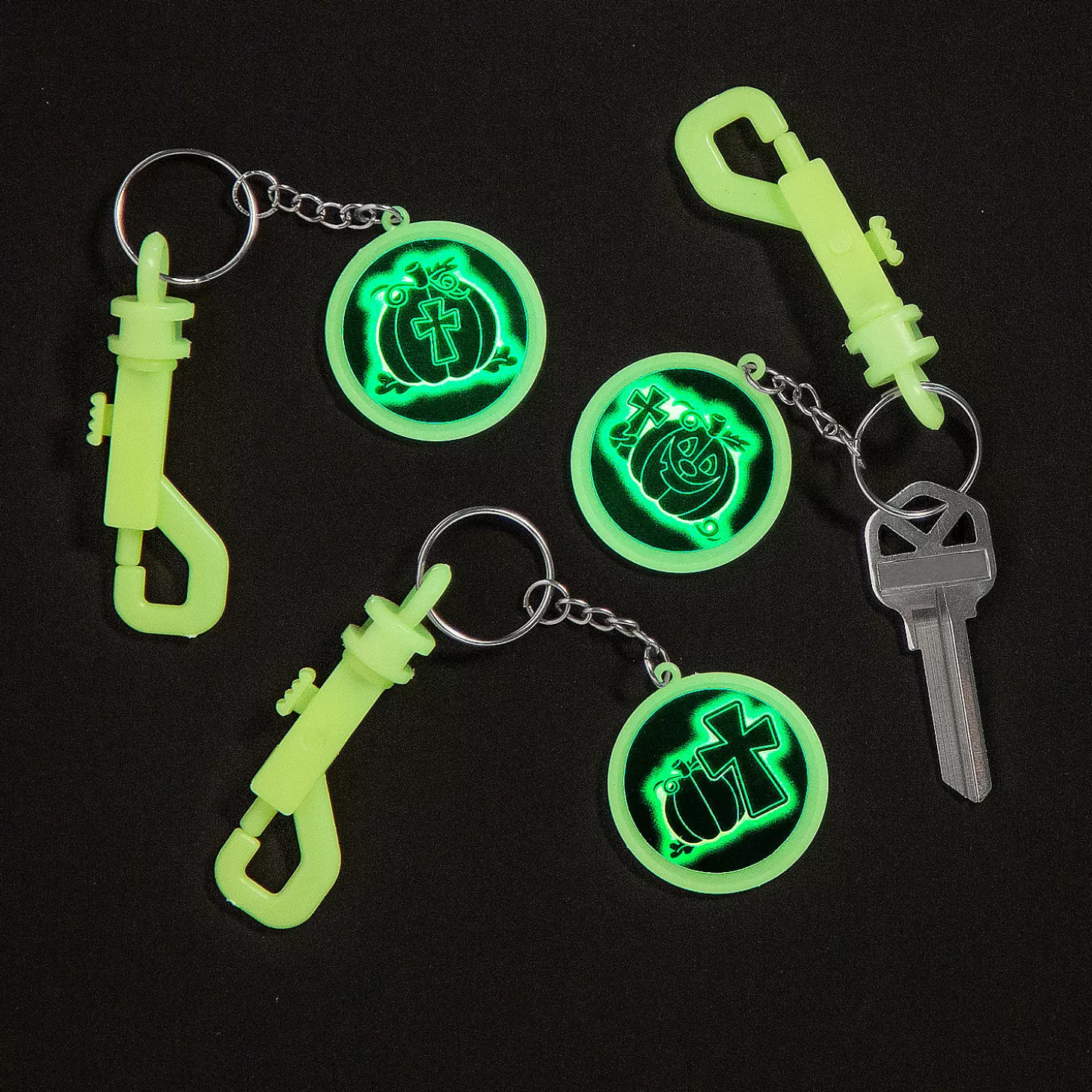 Best Sale Glow-In-The-Dark Halloween Christian Pumpkin Backpack Clip Keychains - 12 Pc. Halloween Apparel & Accessories