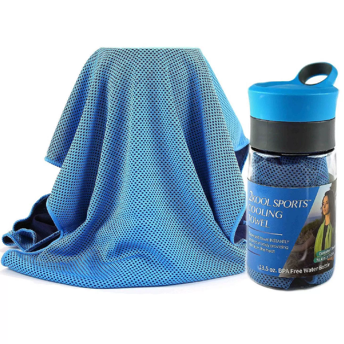 Best Grand Fusion Housewares 2Kool Sports Cooling Towel With 13.5 Oz. Bpa Free Tritan Water Bottle For Sports/ Light Blue Water Toys
