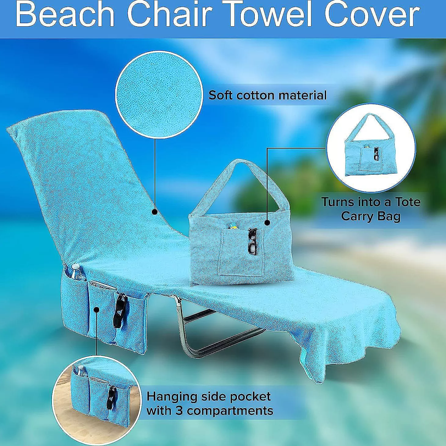 Best Kovot Chaise Lounge Beach Chair Towel Cover With Pockets Light Blue 84 X 26 Inches 2 Pack Water Toys