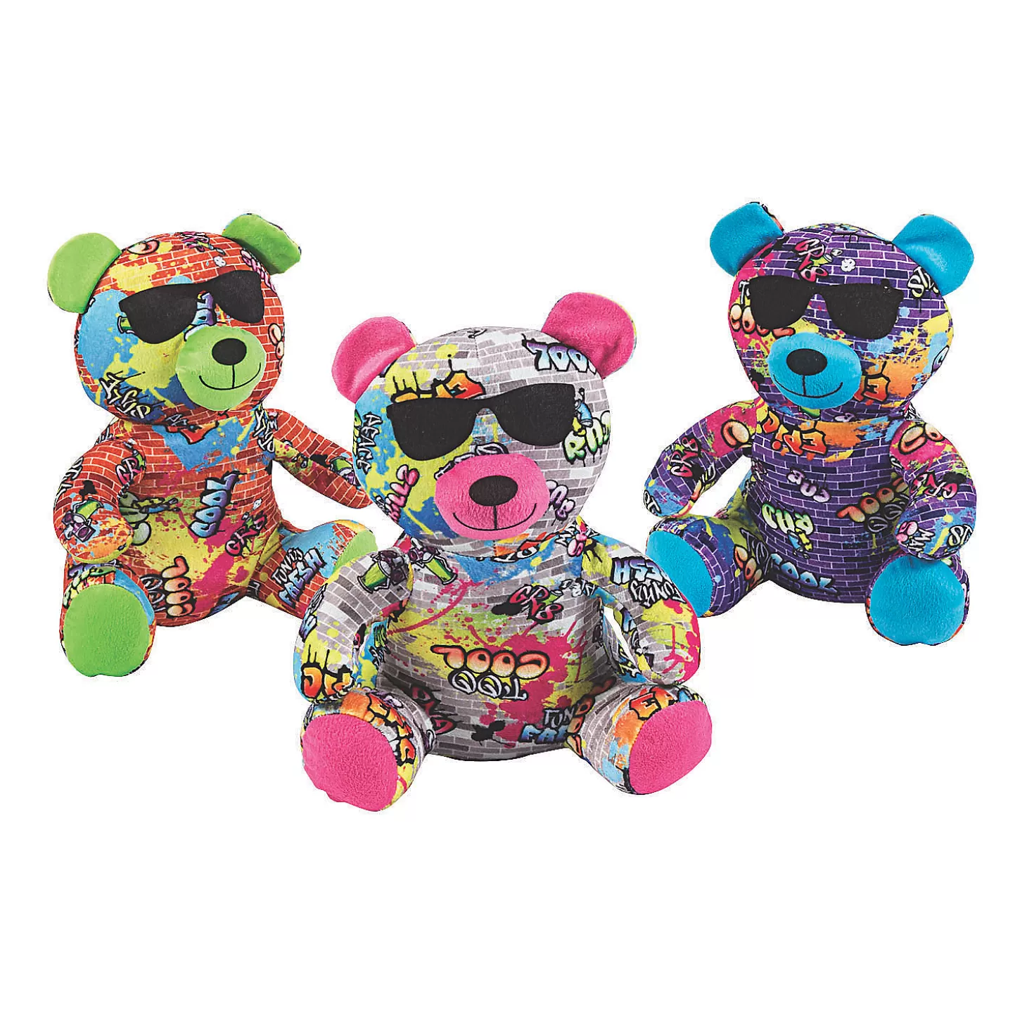 Oriental Trading 12" Medium Graffiti Stuffed Bears - 3 Pc.* Stuffed Animals & Plush Toys