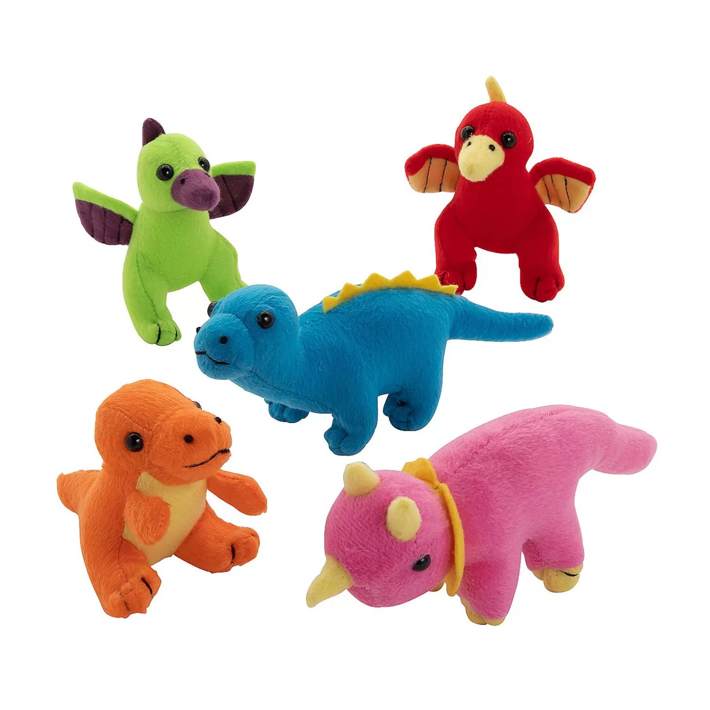 Oriental Trading Mini Neon Stuffed Dinosaurs - 12 Pc.* Stuffed Animals & Plush Toys