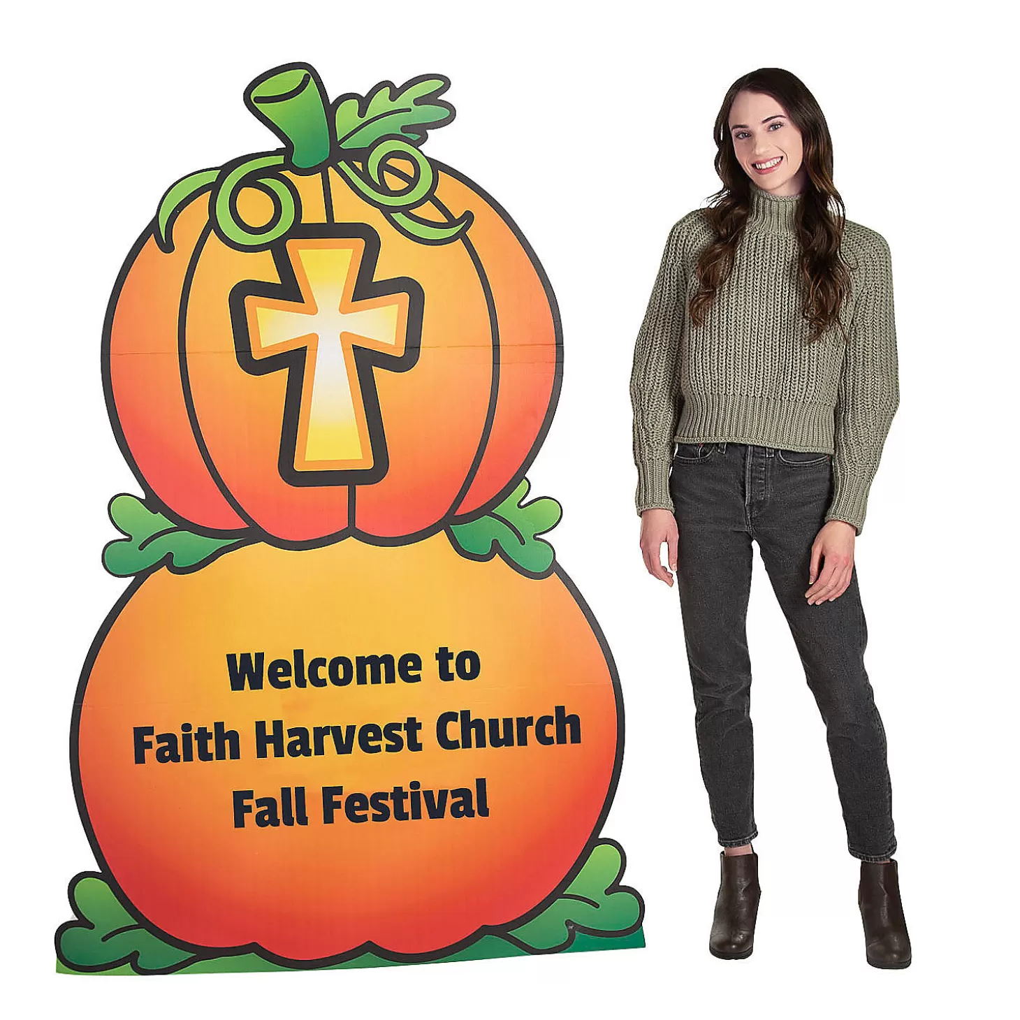 Cheap Personalized Christian Pumpkin Cardboard Cutout Stand-Up Personalized Halloween Supplies