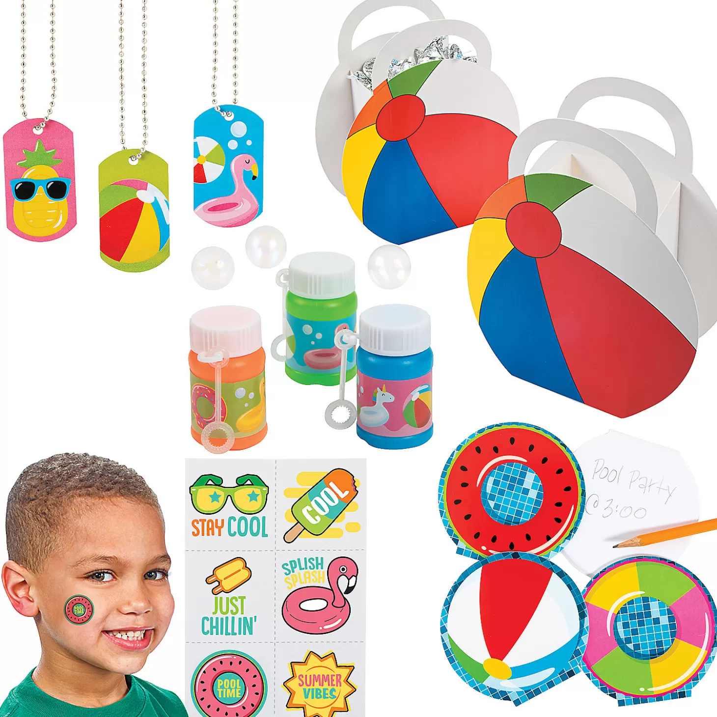 Oriental Trading Pool Party Favor Kit For 12 Guests* Temporary Tattoos