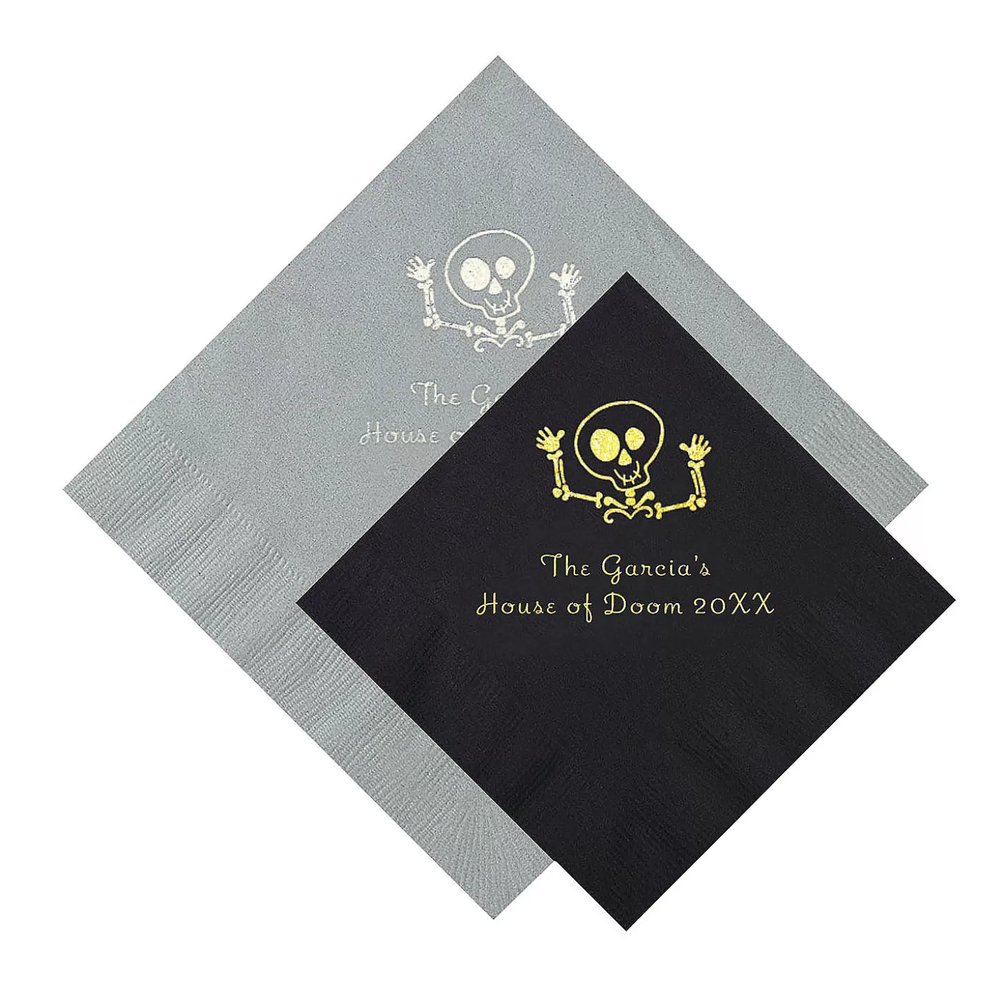 Cheap Skeleton Personalized Napkins - 50 Pc. Beverage And Luncheon Personalized Halloween Supplies