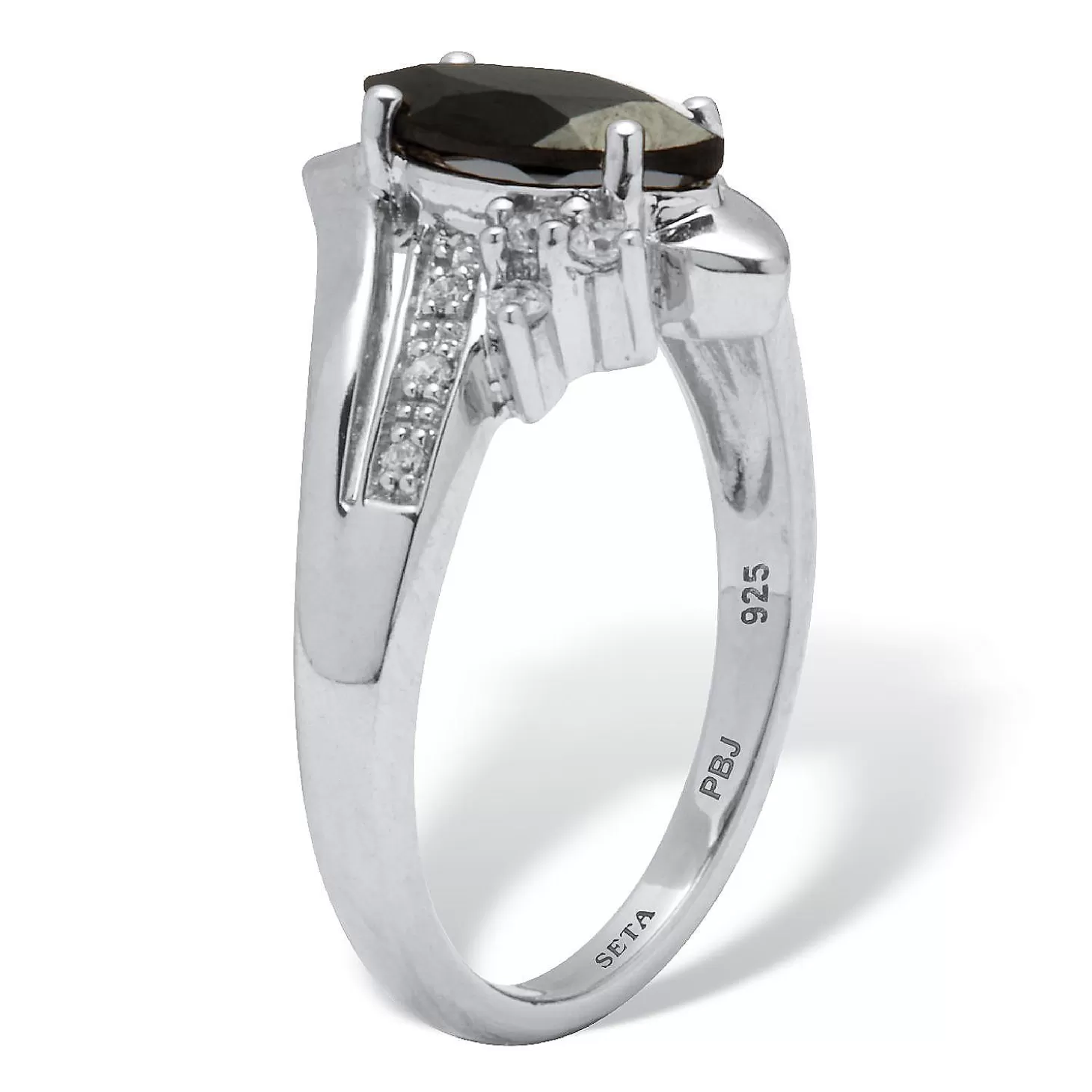 Oriental Trading .12 Tcw Onyx And Cz Platinum-Plated Ring* Rings