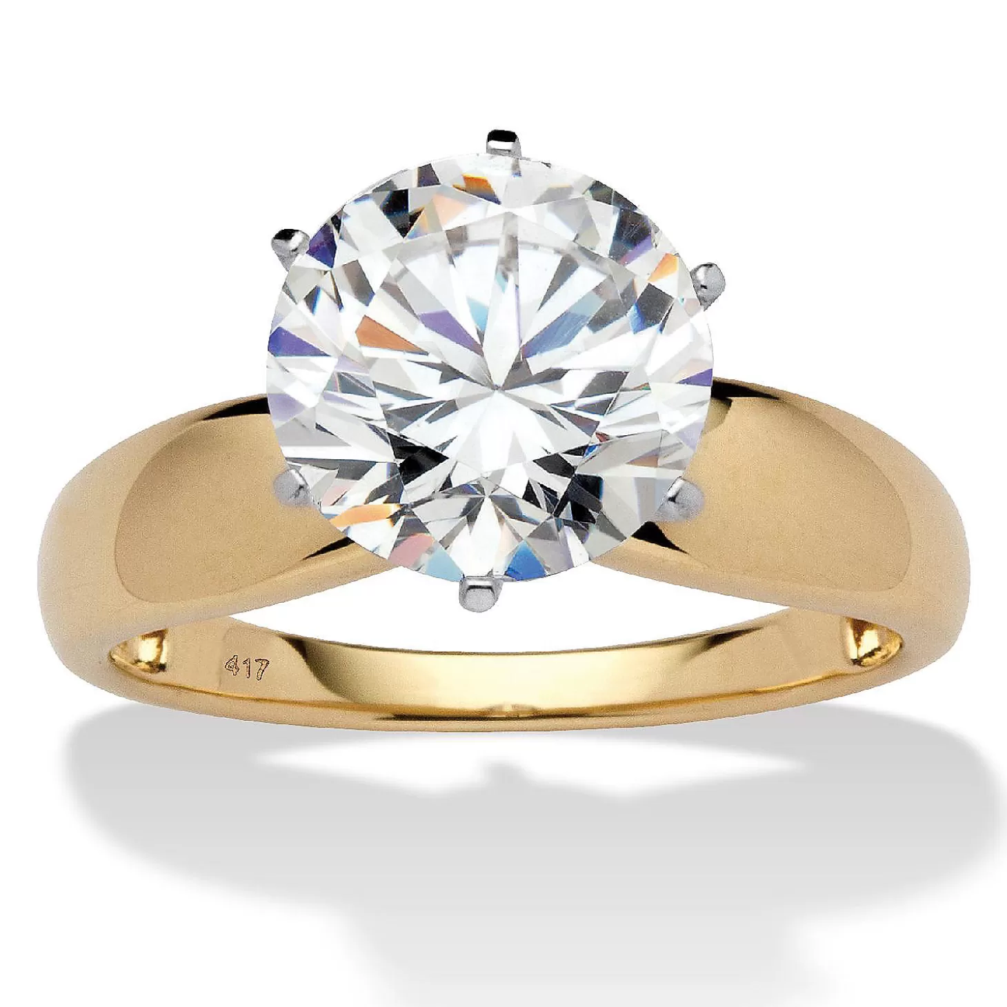 Oriental Trading 3.50 Tcw Round Cubic Zirconia 10K Yellow Gold Solitaire Bridal Engagement Ring-Size 9* Rings