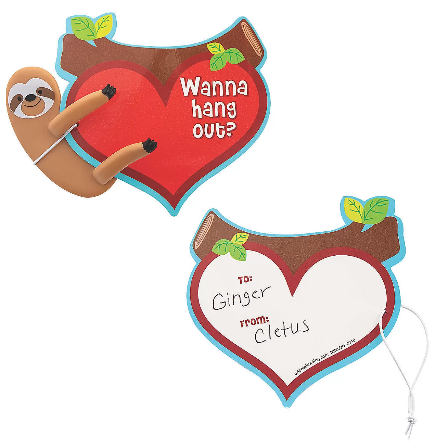 Oriental Trading Valentine's Day Sloth Bendables With Card* Character Toys