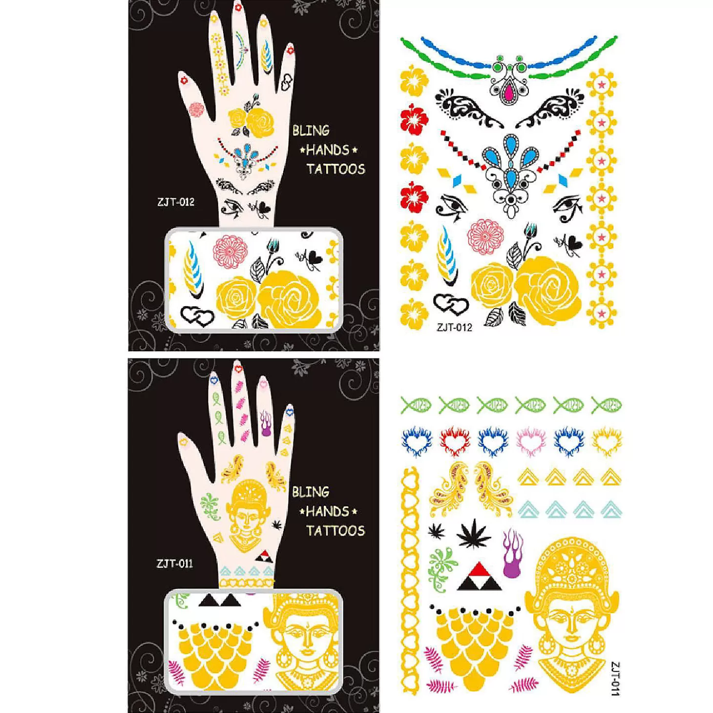 Oriental Trading Wrapables Metallic Body Art Hand Tattoos, Exotic* Temporary Tattoos