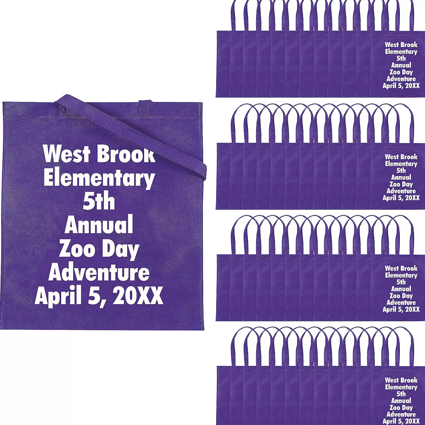 Shop 15 X 17 Bulk 300 Pc. Personalized Large Purple Nonwoven Tote Bags Personalized Halloween Supplies