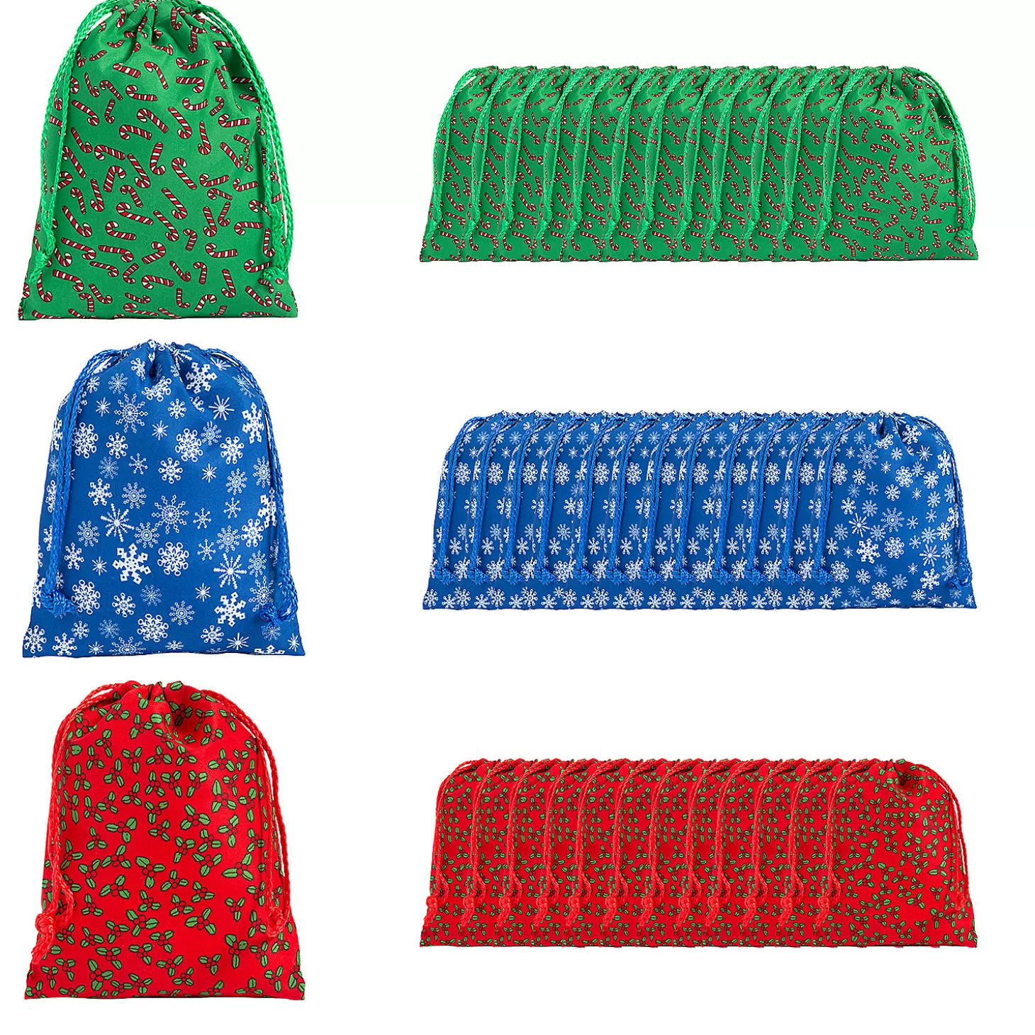 Oriental Trading 7 1/2" X 10" Small Holiday Print Drawstring Bags - 36 Pc.* Hat & Tote Bag Assortments